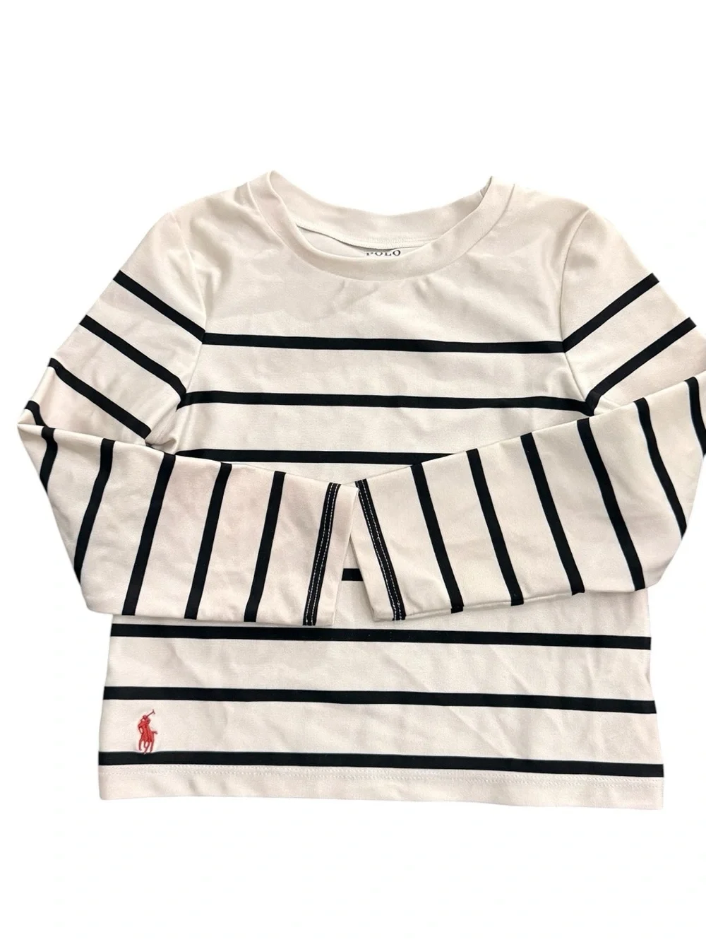 Polo by Ralph Lauren White and Navy Striped Long-Sleeve Rashguard